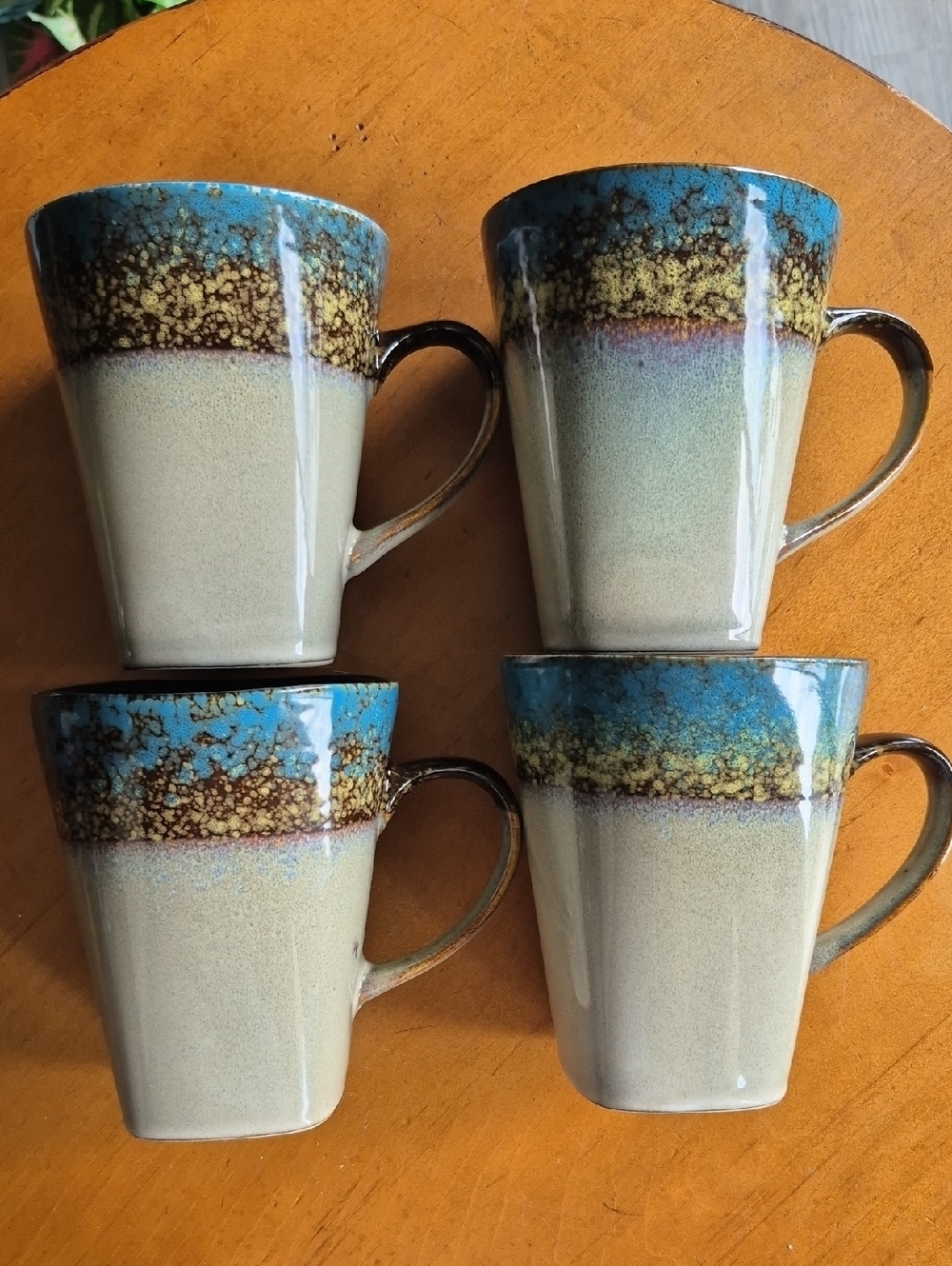 Mastercuisine M6T2 Stoneware Glazed Blue & Cream Coffee Mugs - Set of 4